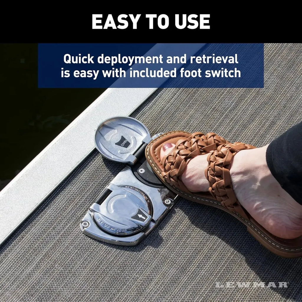 Lewmar Venta™ Electric Pontoon Anchor Winch – Under-Deck, 220 lb Pull, IP66, Foot-Switch Control