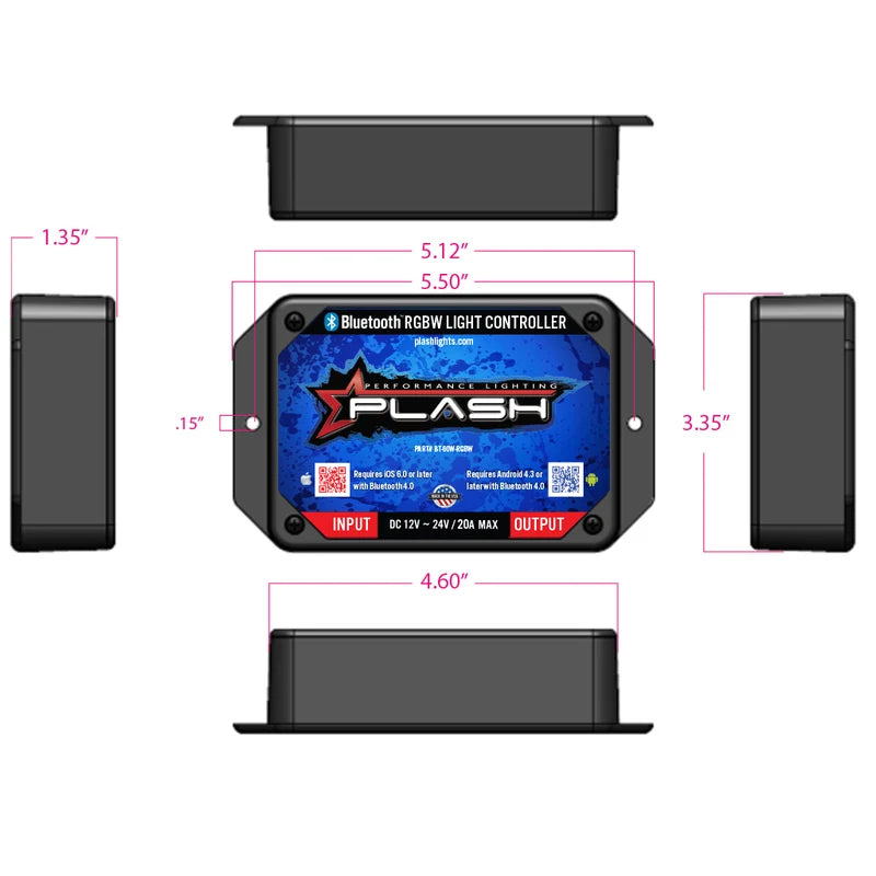 Plash | RGBW Bluetooth LED Light Controller - Waterproof