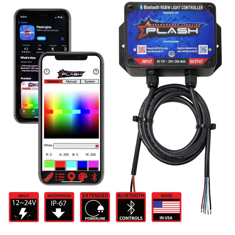 Plash | RGBW Bluetooth LED Light Controller - Waterproof